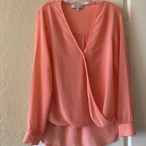 WAYF faux wrap chiffon blouse top